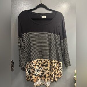 Maurice’s Leopard Print Colorblock Mid Sleeve Top